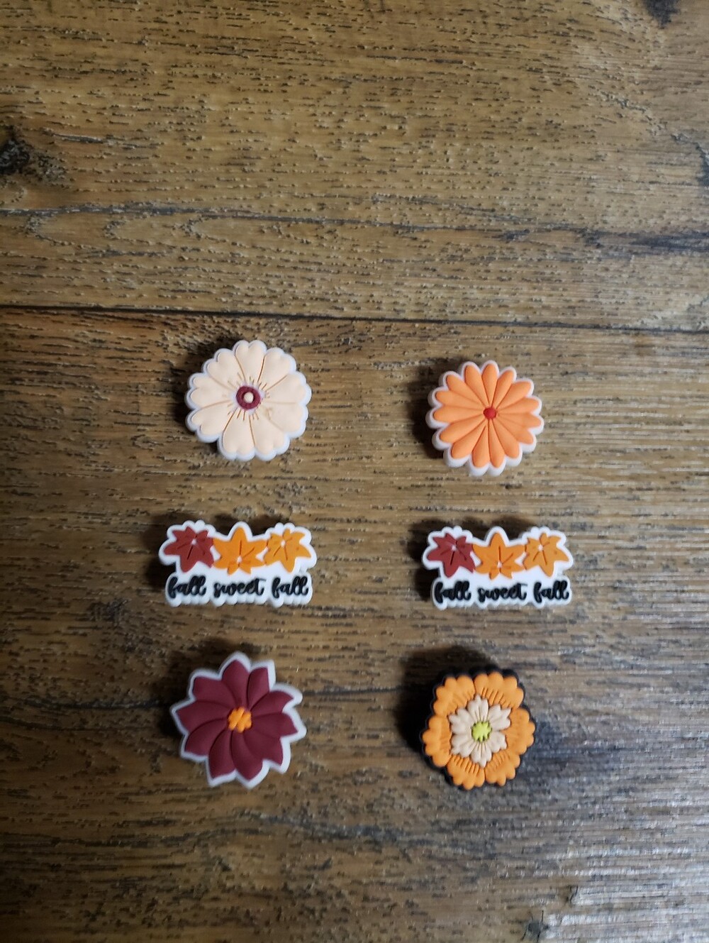 Seasonal Fall Flower Shoe Charms - Peach, Orange, Maroon